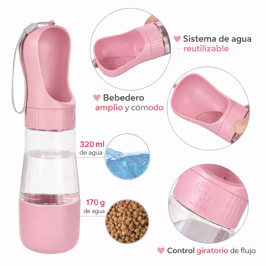 Botella Portátil con Contenedor de Comida