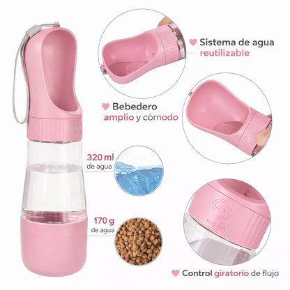 Botella Portátil con Contenedor de Comida